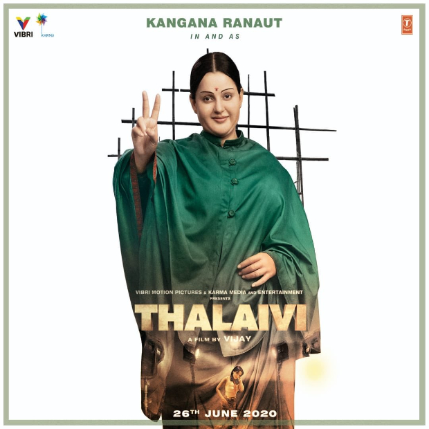 THALAIVI FIRST LOOK Kangana Ranaut transforms herself into late Jayalalithaa film to release on June 26 2020