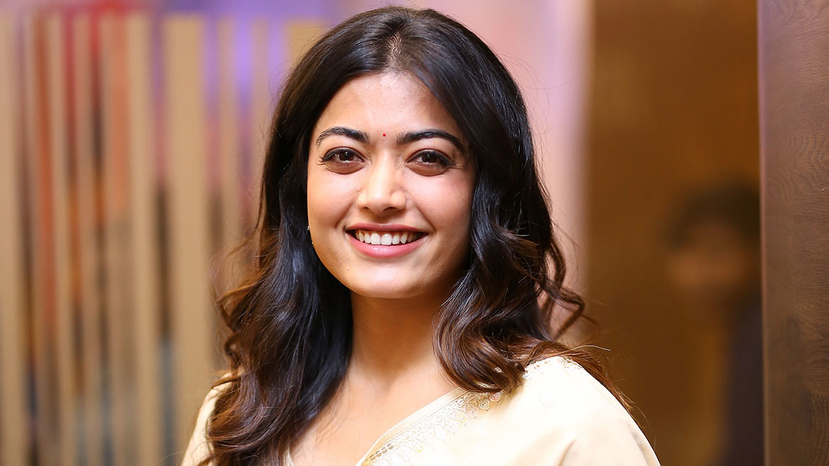 rashmika stills at baby song launch